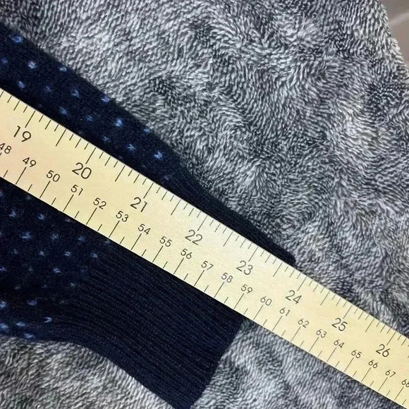 Vtg Scott & Charters 100% Lambswool 1/4 Zip Sweater Men's L Polka Dot Navy Blue - Picture 7 of 11